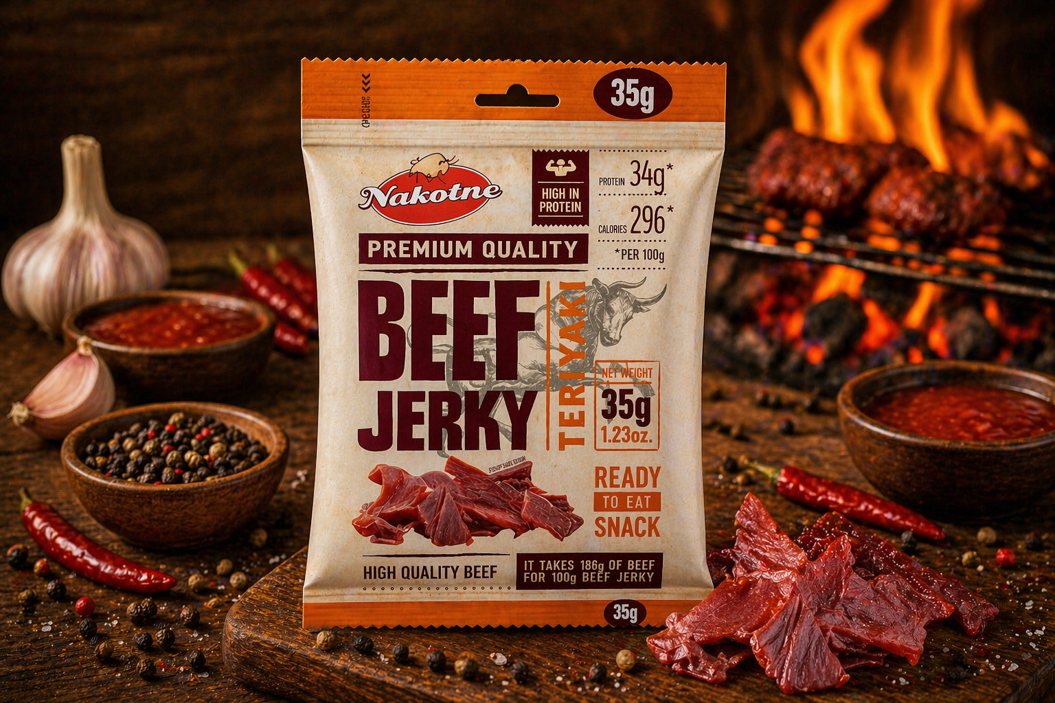 NAKOTNE BEEF JERKY TERIYAKI ( 8 x 35g)