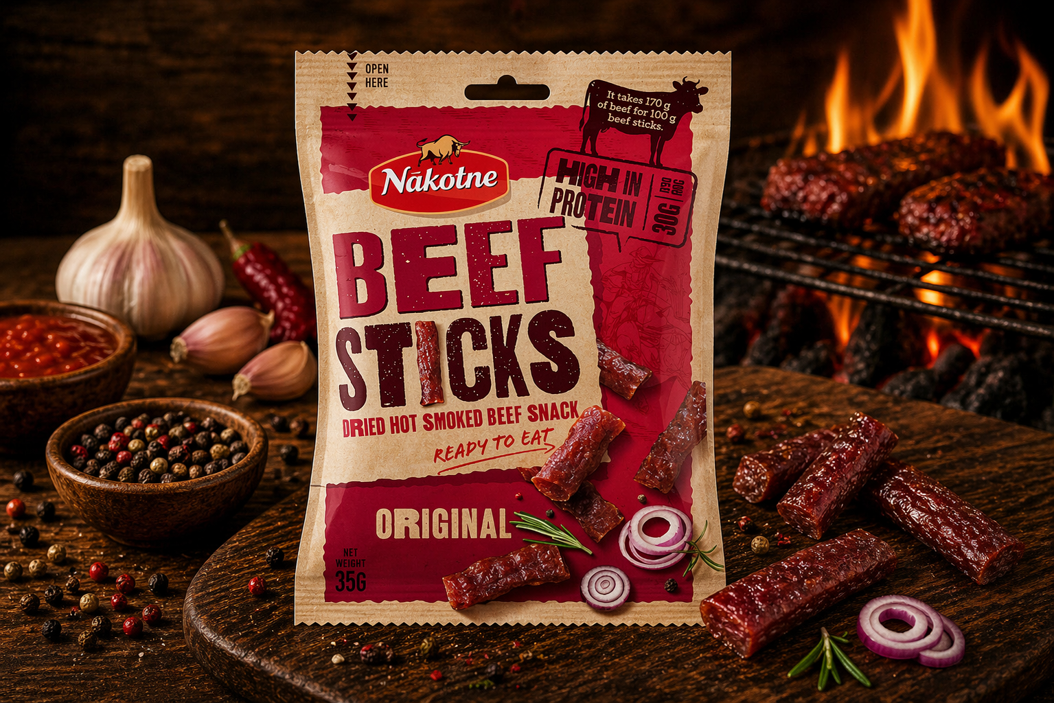 NAKOTNE BEEF STICKS ORIGINAL ( 8 x 35g)