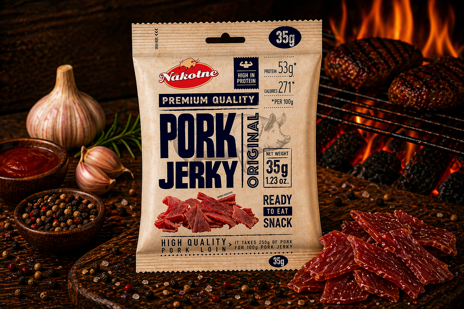 NAKOTNE PORK JERKY ORIGINAL ( 8 x 35g)